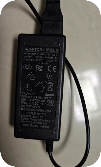 *Brand NEW*WT24-1801300-T power adapter Compatible with Wentong 18V 1.3A (center-negative, round-barrel plug)